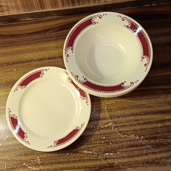 Vintage 1950s mcm farmhouse Homer Laughlin restaurant Ware saucer bowls red - Picture 1 of 5
